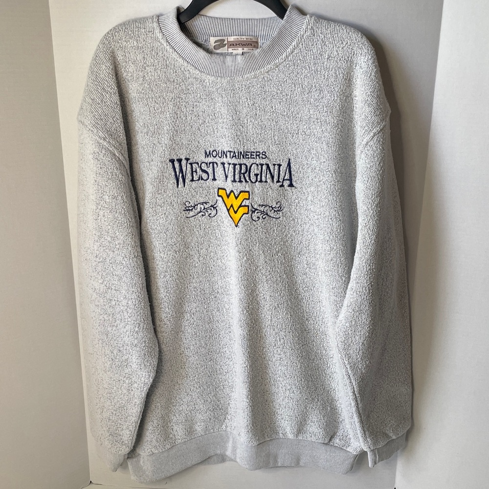 AKWA Men's XL West Virginia Mountaineers Gray Sweatshirt Made in USA